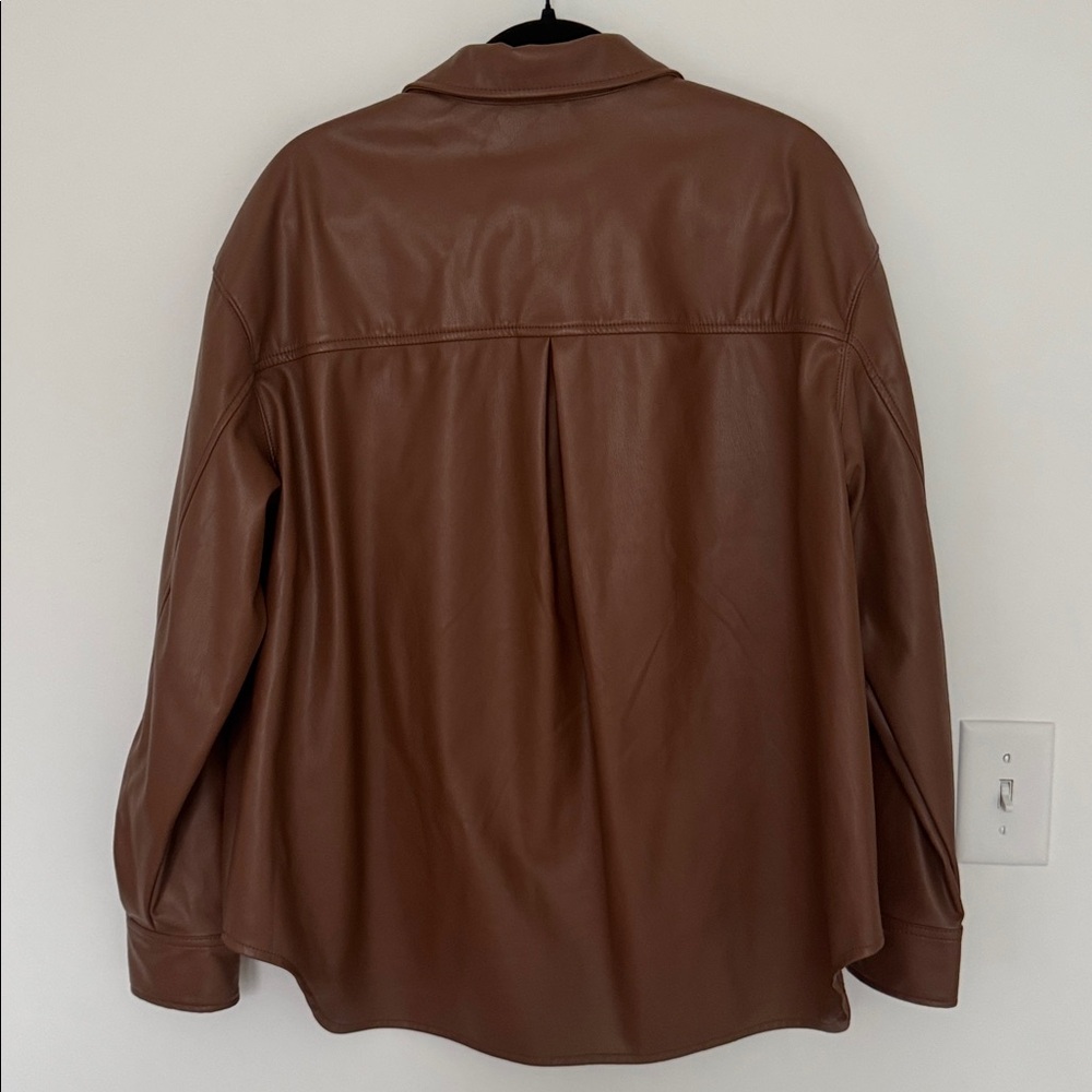 American Eagle Pleather Brown Button-Up Shirt/Sha… - image 7